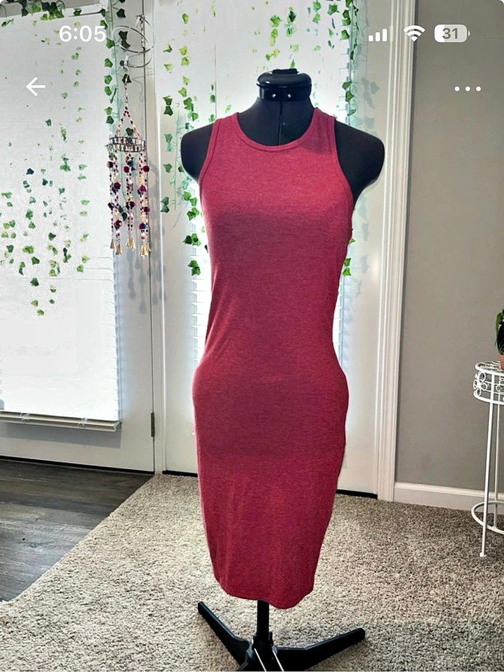 Sleeveless Midi Dress in Red Like New